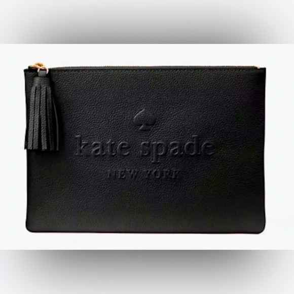 NWOT Kate Spade Larchmont Avenue Logo Gia Large Clutch in Black - Picture 5 of 5